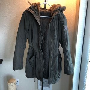 Hollister Parka Green Size Medium